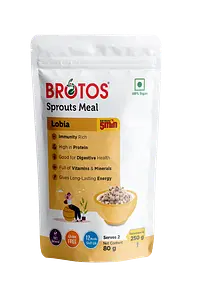 BROTOS Instant LOBIA Sprouts, Dehydrated, Gives 250 g Sprouts on Rehydration, Sprouts Masala Sachet Inside 80 g