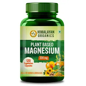 Himalayan Orgnaics Plant Based Magnesium Supplement 220mg With Turmeric Spirulina, Wheatgrass, Moringa | Supports Bone Muscle & Bone Health | Boost Energy Level - 120 Veg Capsules
