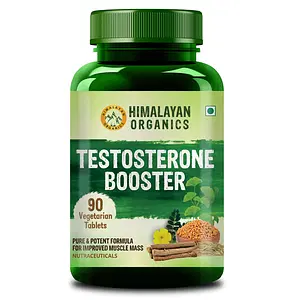 Himalayan Organics Testosterone Supplement For Men With Vitamin D3, Zinc, Magnesium, Ashwagandha & Safed Musli | Good For Energy, Stamina, Strength,& Muscle Growth - 90 Veg Tablets