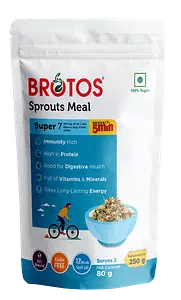 Brotos Assorted Instant Sprouts (Pack of 7, 1 Each- Moong, Moth, Mix, Chana, Lobia, Masoor, Saptaratan) - Masala Sachets Inside 80 gms
