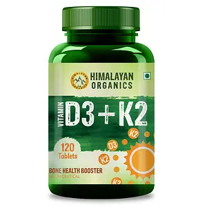 Himalayan Organics Vitamin D3 400 IU + K2 as MK7 Supplement | Supports Stronger Immunity & Bone & Heart Health | Healthy Heart For Men And Women - 120 Veg Tablets
