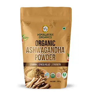 Himalayan Organics Certified Organic Ashwagandha Powder With Withania Somnifera Supplement | Energy and Immunity Booster | Helps Anxiety & Stress Relief - 250 Gm

