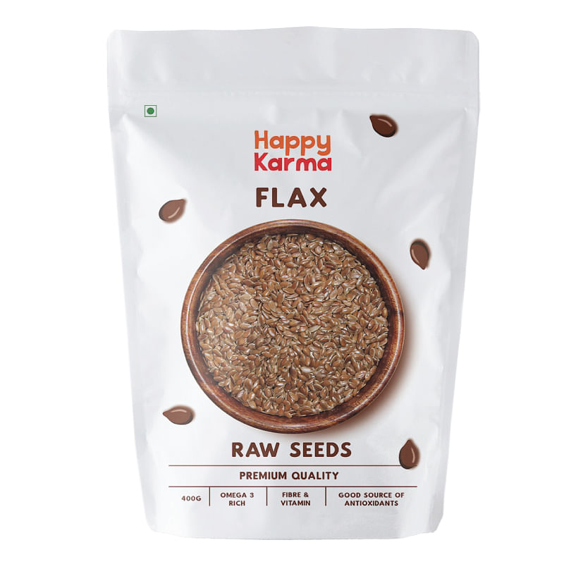 

Happy Karma Raw Flax Seeds 400g x 2 Alsi Seeds Seeds for weight loss 100% natural Seeds for better hair