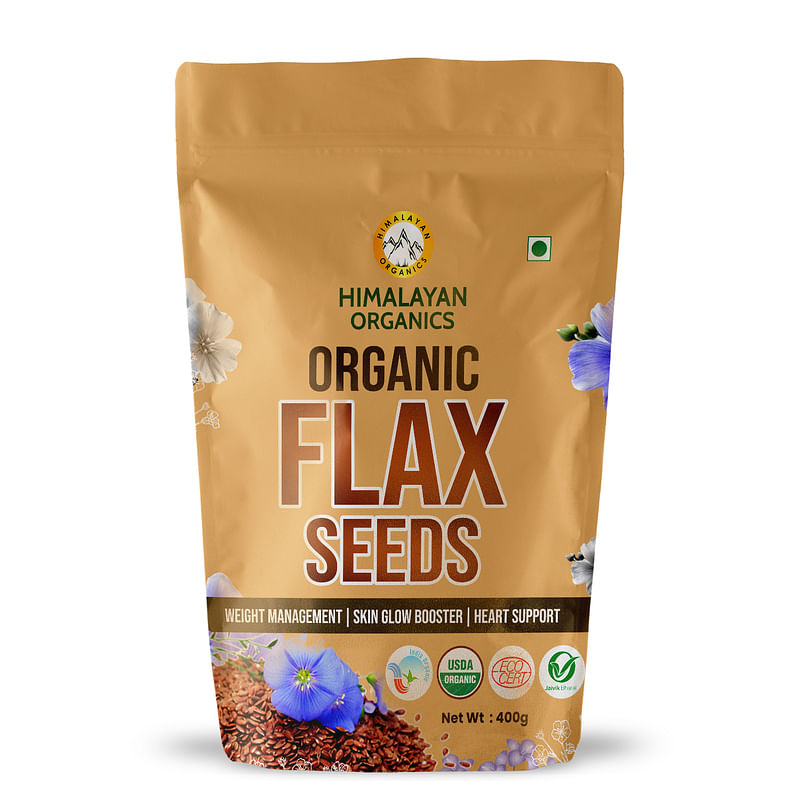 

Himalayan Organics Certified Organic Flax Seeds - Enriched with Omega 3 & Zinc for Healthy Weight Management & Supports Heart Health - 400gm