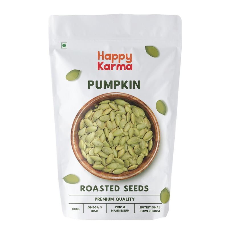 

Happy Karma Roasted Pumpkin Seeds 100g x 2 Immunity Boosters Rich in Protiens and Fiber Good for Wieghtloss and Clear skin Healthy Snack Alternative