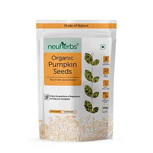 Neuherbs Organic Raw & Unroasted Pumpkin Seeds | Immunity Booster and Fiber Rich Superfood | Rich Source of Omega 3 | Highly Nutritious Snack | Rich in Protein, Dietary Fibre, Zinc & Magnesium - 200 G