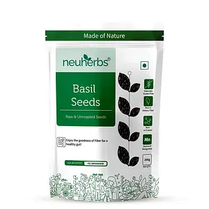 Neuherbs Raw & Unroasted Basil Seeds 200 g | Rich In Calcium & Iron | ( Sabja Seeds For Eating ) | Protein Rich Tukmaria Seeds for Digestion | Weight Loss Management