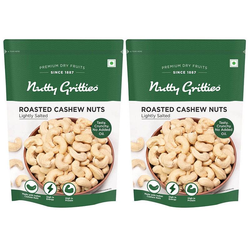 

Nutty Gritties Roasted Cashews, Lightly Salted, Dry Roasted, Non Fried, Zero Oil, Crunchy Healthy Snack - 200g ( Pack of 2 )