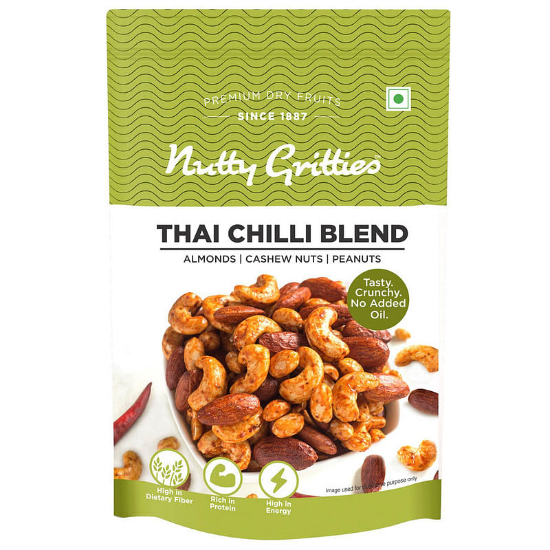 

Nutty Gritties Thai Chilli Blend Trail Mix 200g - Almonds, Cashews and Peanuts | Healthy Party Snack, Dry Roasted, Non Fried, Zero Oil, Crunchy, Ta...