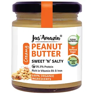 Jus Amazin Creamy Organic Peanut Butter - Sweet 'N' Salty (200g)