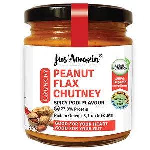 Jus Amazin Crunchy Organic Peanut Flax Chutney -Spicy Podi (200g)