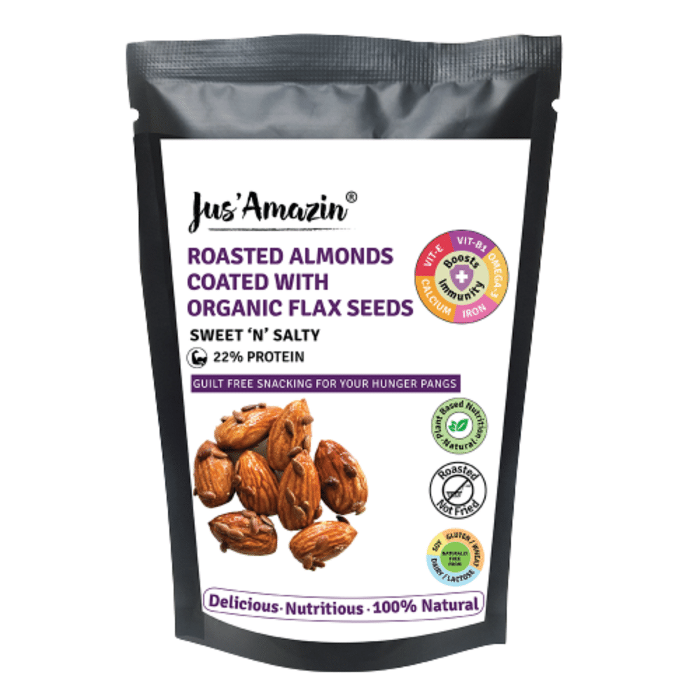 

Jus Amazin Roasted Almond Coated with Organic Flax Seeds -Sweet N Salty (35g)