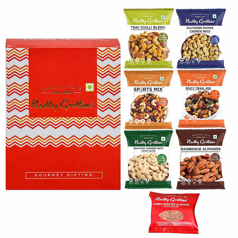 

Nutty Gritties On The Go Mixed Dry Fruits Nuts Gift Box - 165G (Vegan, Gluten Free, Oil Free, Keto Friendly)