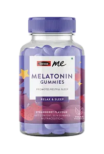 SwisseMe 5Mg Melatonin Gummies For Relaxed & Restful Sleep, Non Habit Forming Formula, Eases Jet Lag, Improves Sleep Quality & Natural Sleep Cycle - Strawberry Flavour, 30 Gummies