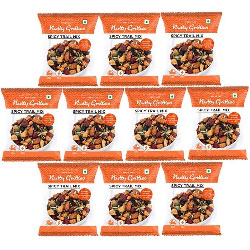 

Nutty Gritties Spicy Trail Mix Healthy Snack, Zero Oil, Crunchy, Tasty (Pack of 10- 24g each), 240g