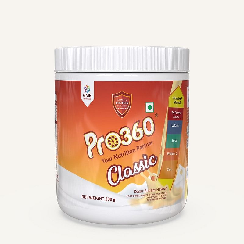 

Pro360 Classic Daily Wellness Nutritional Protein Health Drink Supplement Powder for Men and Women - Instant Beverage Mix - 200G (Kesar Badam)