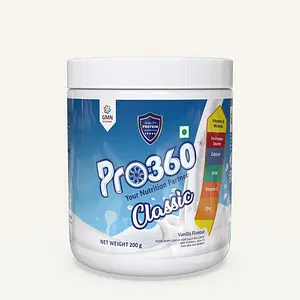 Pro360 Classic Daily Wellness Nutritional Protein Health Drink Supplement Powder for Men and Women - Instant Beverage Mix - 200G (Vanilla)