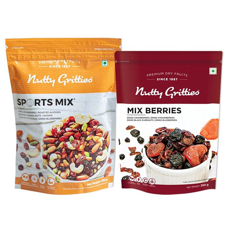 

Nutty Gritties Sports Mix (350g) & Mix Berries Combo (200g) - 550g