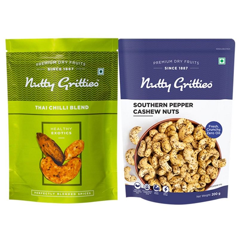 

Nutty Gritties Pepper Cashews (200g) & Thai Chilli Blend (200g) Combo - 400g