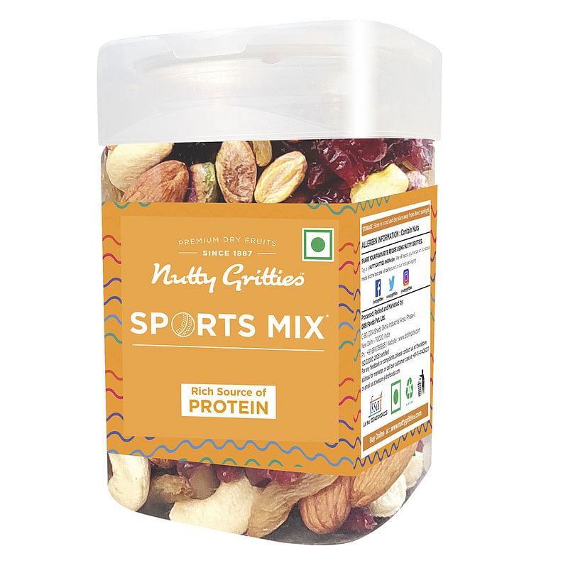 

Nutty Gritties Sports Mixed Nuts and Dry Fruit - Roasted Almonds, Cashews, Pistachios, Dried Blueberries, Cranberries and Raisins, Resealable Healt...