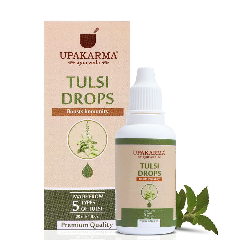 

UPAKARMA Ayurveda Tulsi Drops Ayurvedic Herb Concentrated Extract of 5 Rare Tulsi for Natural Immunity Boosting, Cough and Cold Relief- 30ml