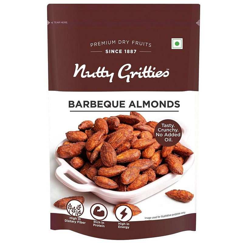 

Nutty Gritties Almonds- Barbeque Flavour Delicious healthy snack for kids and adults Zero Oil, Non-Fried, Cruchy - 100g