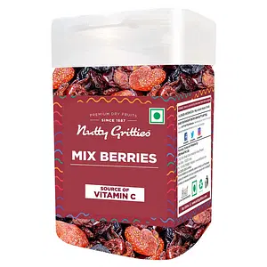 Nutty Gritties Mix Berries - Dried Cranberries, Blueberries, Strawberries, Black Currants - Resealable Healthy Snack for Kids and Adults - 330g