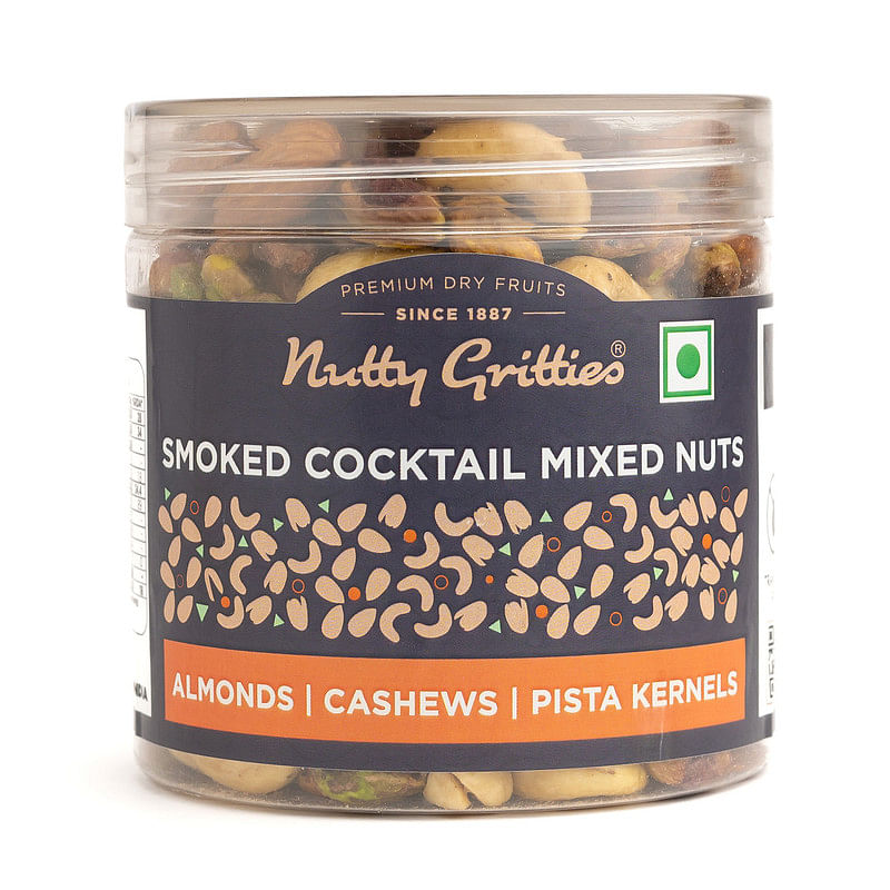 

Nutty Gritties Smoked Cocktail Nut Mix - 250g Almonds, Cashew Nuts, Pistachio Kernel Mixed Premium Dry Fruits, Evening Snack