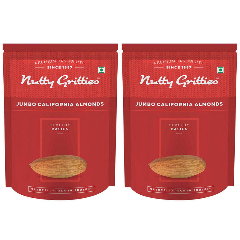 

Nutty Gritties 100% Natural California Almonds, Jumbo Sanora Variety - 500g (Pack of 2)