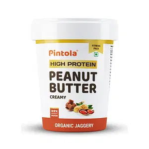 Pintola HIGH Protein Peanut Butter jaggery Made with roasted peanuts, imported Whey protein and organic jaggery| Non GMO, Naturally Gluten Free | Creamy