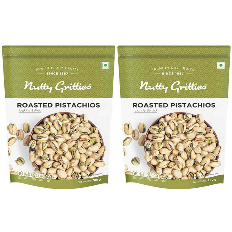 

Nutty Gritties Premium California Roasted Pistachios| Pista Lightly Salted, Dry Roasted, Non Fried, Zero Oil, Crunchy Healthy Snack - 200g (PACK OF...