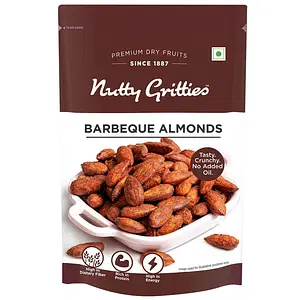 Nutty Gritties Party snacks Barbeque Almonds (BBQ) Healthy Party Snack, Dry Roasted, Non Fried, Zero Oil, Crunchy, Tasty | Resealable Pouch