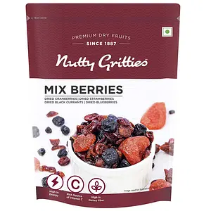 Nutty Gritties Mix Berries - Dried Cranberries, Blueberries, Strawberries, Black Currants - Healthy Snack for kids and adults