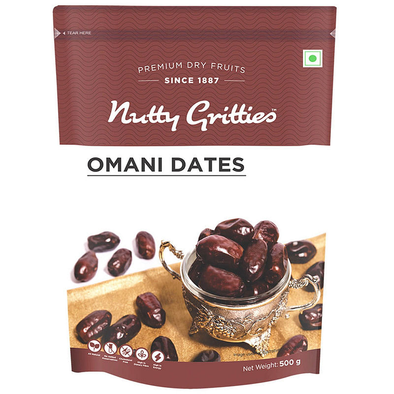 

Nutty Gritties Premium Dates - Omani (Khajoor) - 500g | Resealable Pouch