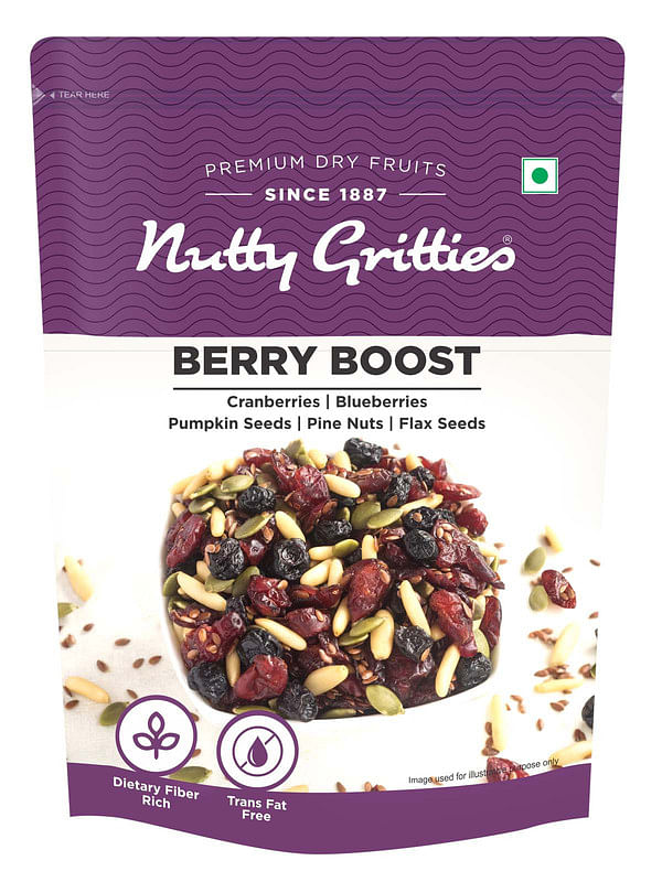 

Nutty Gritties Berry Boost- Mix Berries, Seeds, Nuts 200g | 5+ Varieties | Dried Cranberries, Dried Blueberries, Pumpkin Seeds, Flax Seeds, Pine Nu...