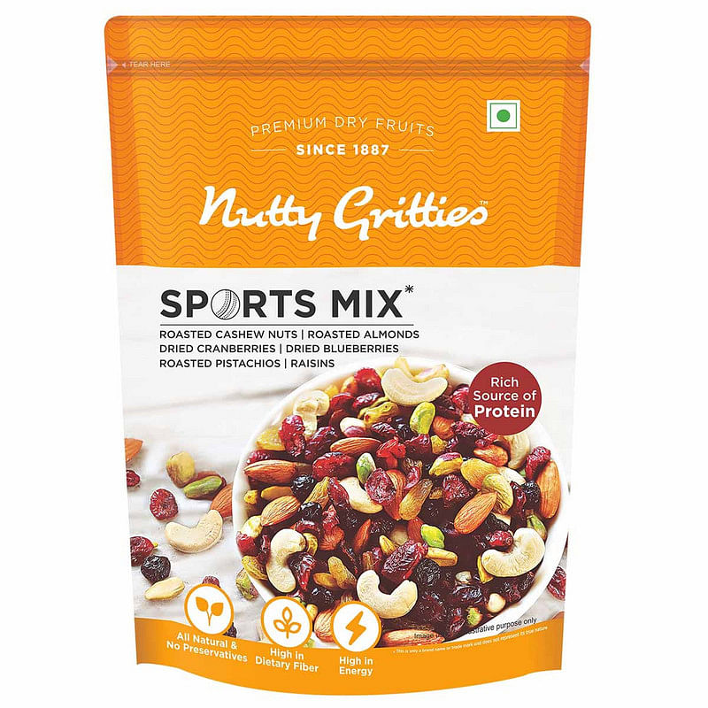 

Nutty Gritties Sports Mixed Nuts and Dry Fruit - Roasted Almonds, Cashews, Pistachios, Dried Blueberries, Cranberries and Raisins, Healthy Snack - ...