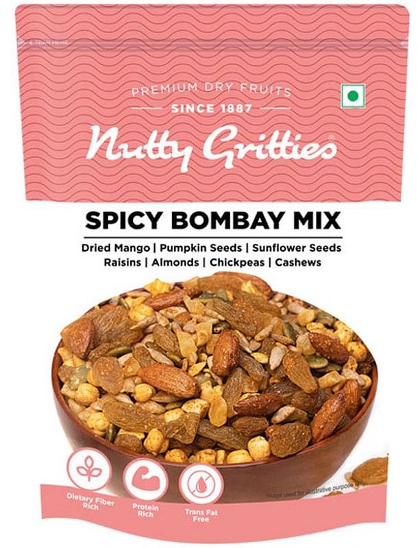 

Nutty Gritties Spicy Bombay Mix with Mixed Dry Fruits and Seeds, Healthy Snack, Zero Oil, Crunchy Testy - 200gm