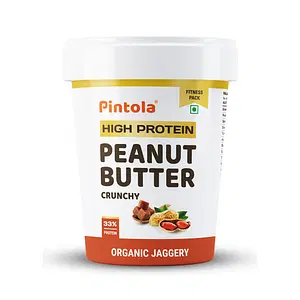 Pintola HIGH Protein Peanut Butter jaggery Made with roasted peanuts, imported Whey protein and organic jaggery| Non GMO, Naturally Gluten Free | Crunchy,