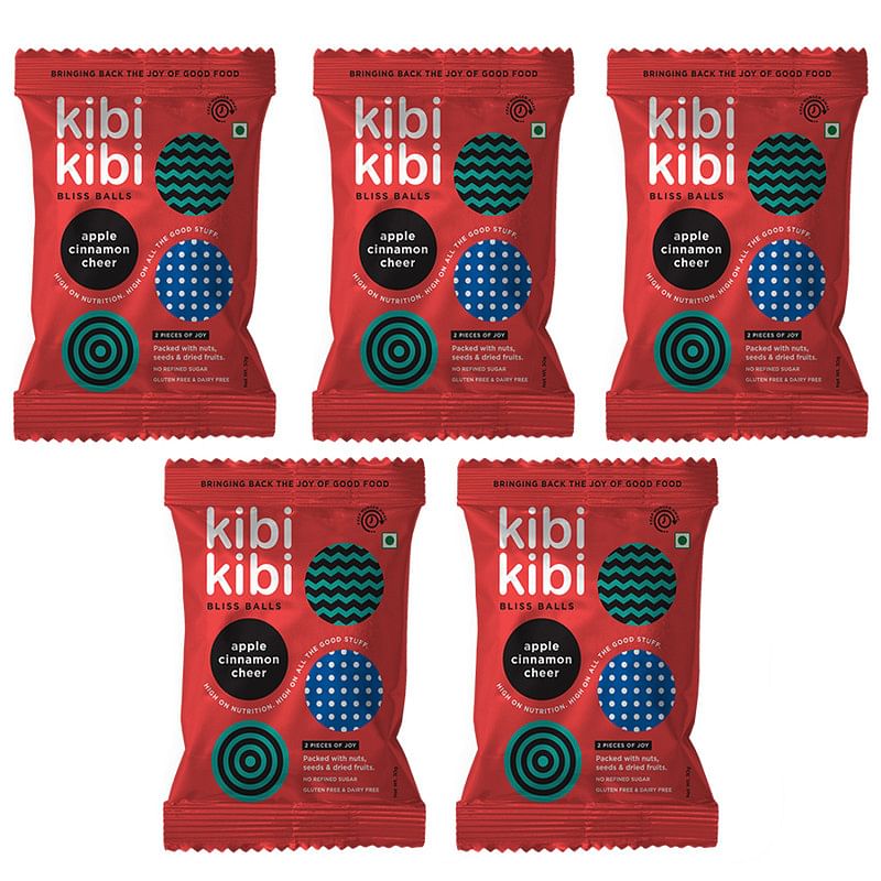 

Kibi Kibi Bliss Balls Apple Cinnamon Cheer - Healthy Snack - Gluten Free Snacks - Dates, Dried Fruit, Nuts & Seeds - Dates Ladoo - No Added Sugar &...