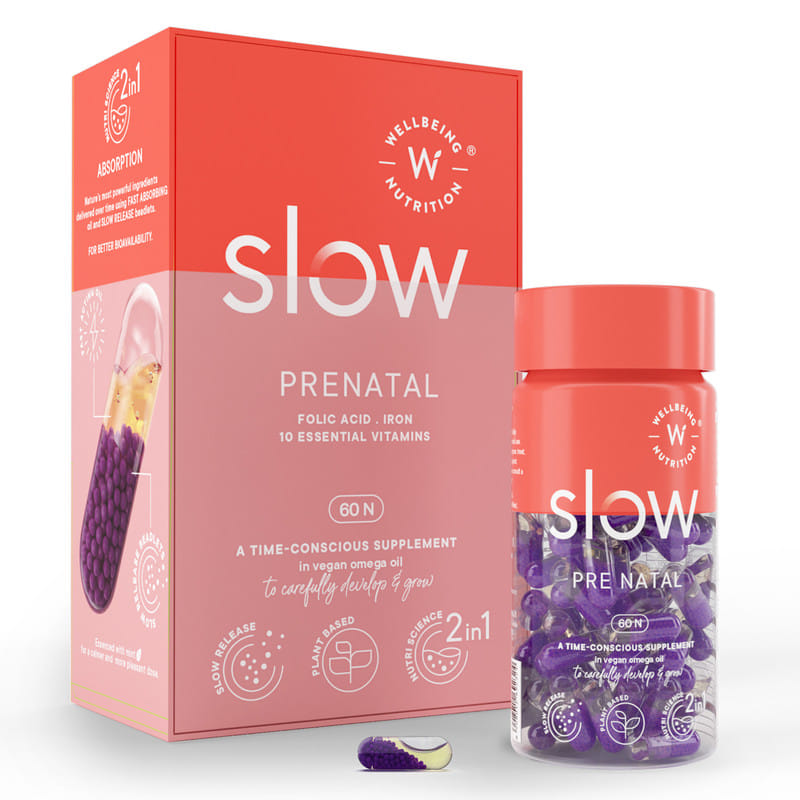 

Wellbeing Nutrition Slow | Prenatal (60 Capsules) | Plant-Based Pregnancy Multivitamin | Iron, Folic Acid & 13 Essential Nutrients | Supports Mothe...