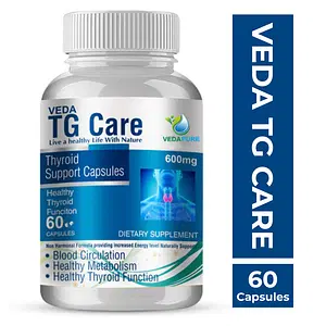 Vedapure Natural TG Care Thyroid Support Supplement For Men And Women's Health- 60 Capsules (Pack of 1)