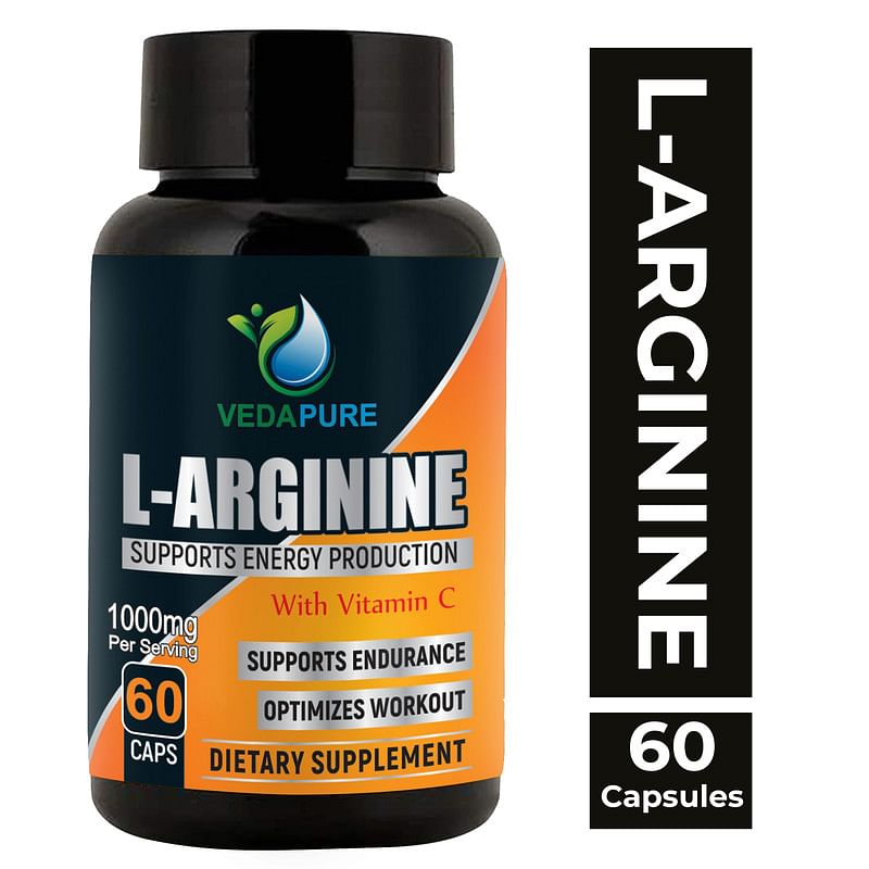 

VEDAPURE L-Arginine Nitric Oxide Booster Supplement For Energy, Muscle Growth, Heart Health, Vascularity & Double Strength - 60 Capsules