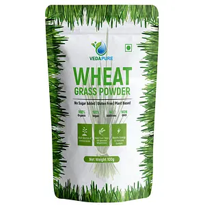 Vedapure 100% Natural & Organic Wheatgrass Powder Helps in Immunity & Energy - 100gm (Pack of 1)