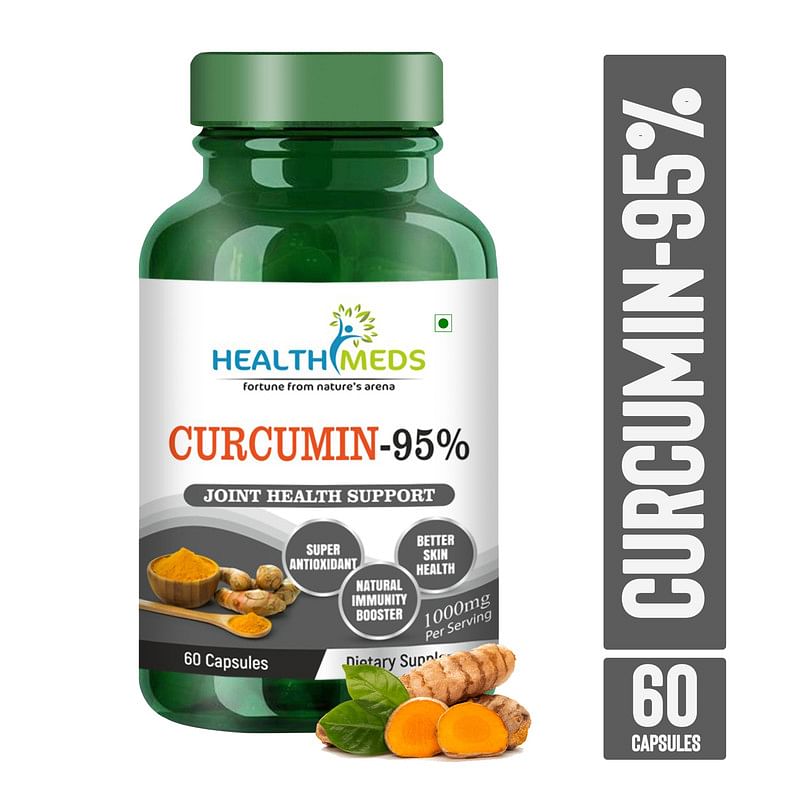 

HEALTHMEDS Curcumin 95% Antioxidants Supplement with Turmeric Helps in Joint Health, Immune Support, Skin Health For Men & Women 1000mg/Serving 60 ...