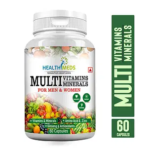 HEALTHMEDS Multivitamin & Multimineral with 26 Nutrients (Vitamins and Minerals) Super Anti-Oxidants Enhance Energy, Metabolism, Immunity and Muscle Function For Men & Women 1000mg 60 Caps (Pack of 1)