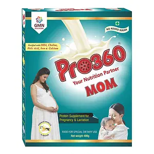 Pro360 MOM Nutritional Supplement for Pregnant & Lactating Women – Complete Maternal Nutrition during Pregnancy with Protein, DHA, Green Apple, Vitamins, Minerals – French Vanilla Flavor – 400G