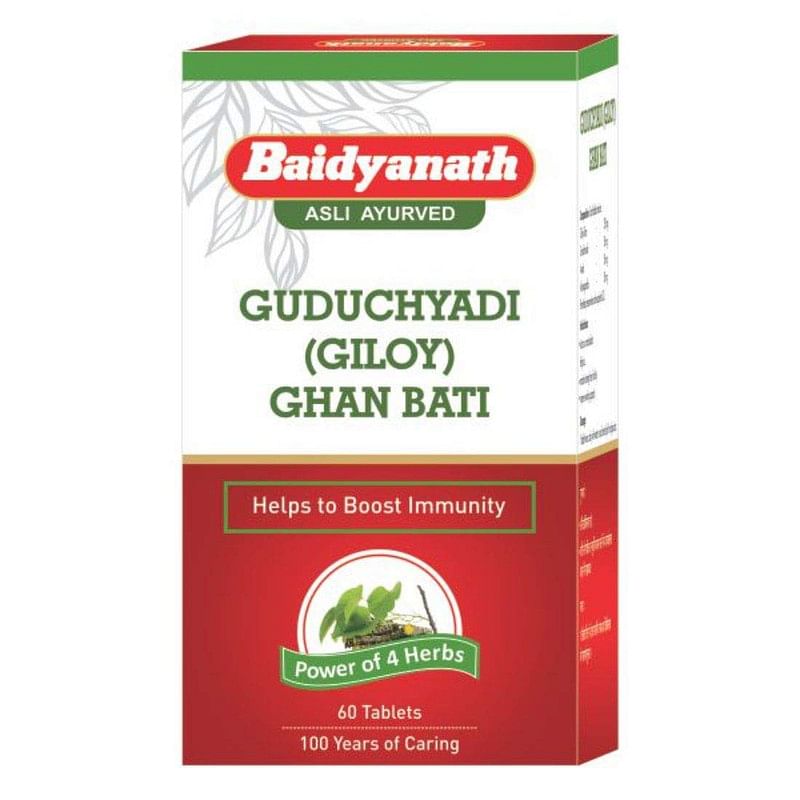 

Baidyanath Guduchyadi Ghan Bati-For Vitality | Immunity Booster|Power of 4 Herbs -60 Tablets (Pack of 1)