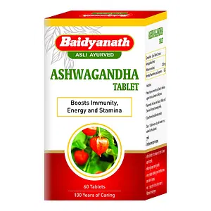 Baidyanath Ashwagandha Tablet-Immunity Booster|Antioxidant|Rejuvenate mind & Body-60 Tablets ( Pack of 1)