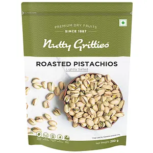 Nutty Gritties California Roasted Pistachios|Pista Lightly Salted, Dry Roasted, Non Fried, Zero Oil, Crunchy Healthy Snack