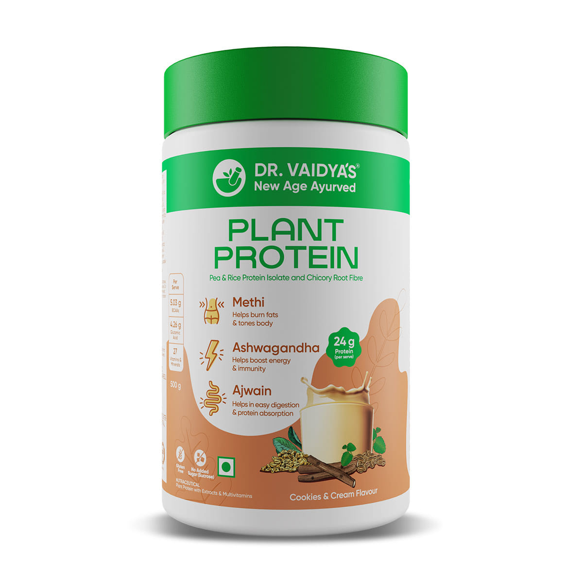 Dr. Vaidya's Plant Protein For Cookies & Cream Flavour, 500g-image-41